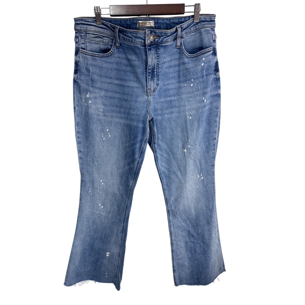 KUT From The Kloth Size 14 Stella Fab Ab Flare Jeans High Rise‎ Raw Hem Boho